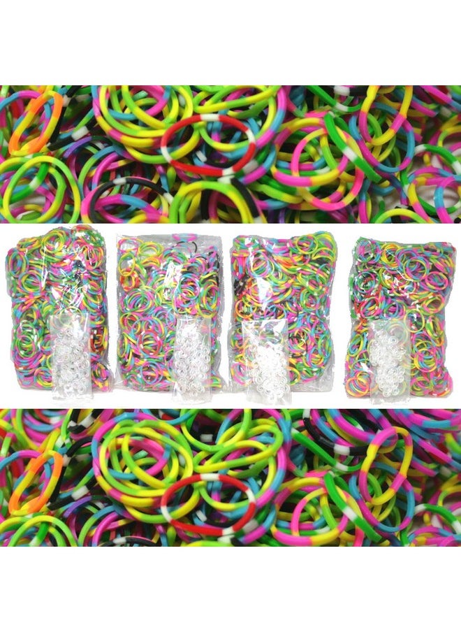 BlueDot Trading 2400 Piece Tie Dye Rubber Band Loom Band Set And 100 Clear Sclips For Kids Diy Arts And Crafts Rainbow Friendship Bracelet Refill Pack  - Image 1