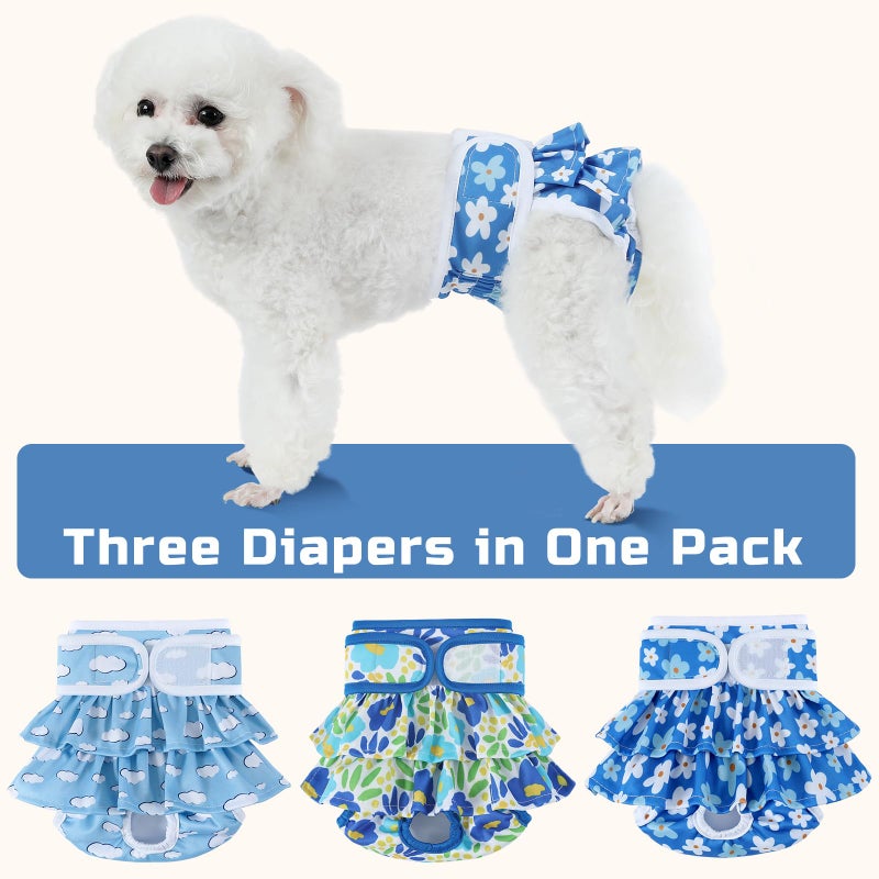 Mengelina Washable Dog Diapers Female 3 Pack Reusable Highly Absorbent Puppy Diapers, Premium Doggie Diapers, Durable Leak-Proof Dot Doggy Diapers for Period Heat Incontinence Potty Training,XS - Image 5