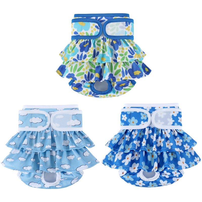 Mengelina Washable Dog Diapers Female 3 Pack Reusable Highly Absorbent Puppy Diapers, Premium Doggie Diapers, Durable Leak-Proof Dot Doggy Diapers for Period Heat Incontinence Potty Training,XS - Image 1