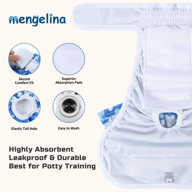 Mengelina Washable Dog Diapers Female 3 Pack Reusable Highly Absorbent Puppy Diapers, Premium Doggie Diapers, Durable Leak-Proof Dot Doggy Diapers for Period Heat Incontinence Potty Training,XS - Image 4