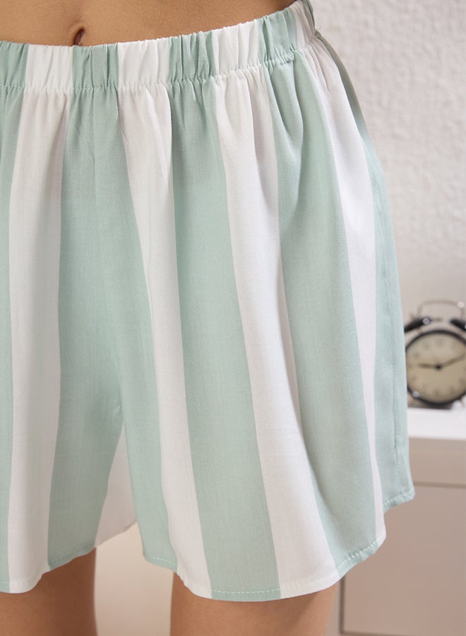 trendyol Mint-Ecru Striped Rope Strap Viscose Woven Pajama Set THMSS23PT00225 - Image 3