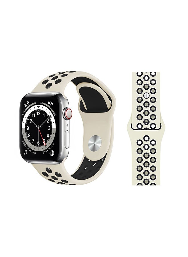 اليشمك سوار بديل لساعة أبل سلسلة 6/SE/5/4/3/2/1 أنتيك وايت وأسود