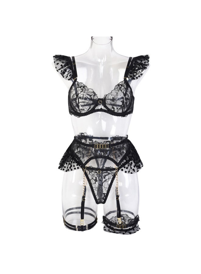 High-end Quality Popular Complex Craft Metal Chain Lace Embroidered Eyelash Underwear 7-piece Set Detachable 3284