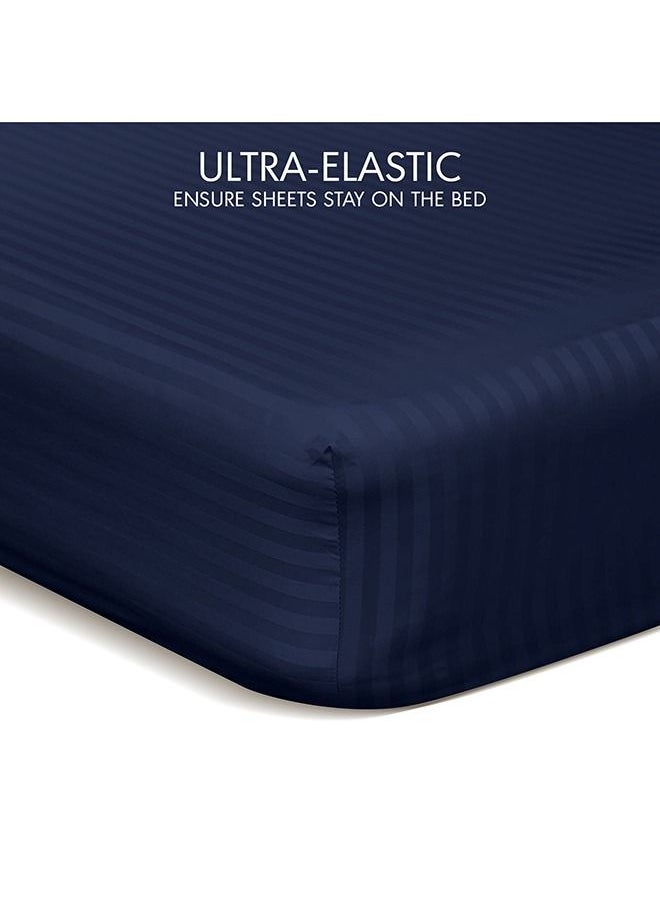 Hotel Linen Klub Down Alternative Comforter  Set -Ultra Soft Brushed Stripe Microfiber Fabric, 200GSM Soft Fibersheet Filling, Size : King  240 x 260cm , Color: Navy Blue  - Image 5