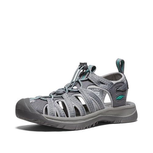 KEEN Women's Whisper Closed Toe Sport Sandals, Medium Grey/Peacock Green, 10 US - Image 1