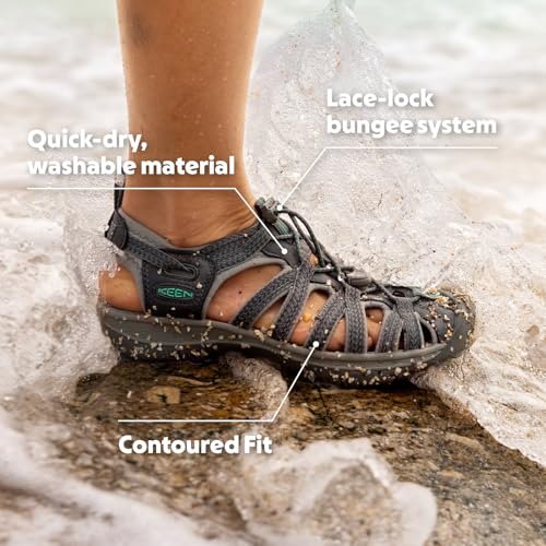 KEEN Women's Whisper Closed Toe Sport Sandals, Medium Grey/Peacock Green, 10 US - Image 2