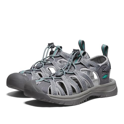 KEEN Women's Whisper Closed Toe Sport Sandals, Medium Grey/Peacock Green, 10 US - Image 4