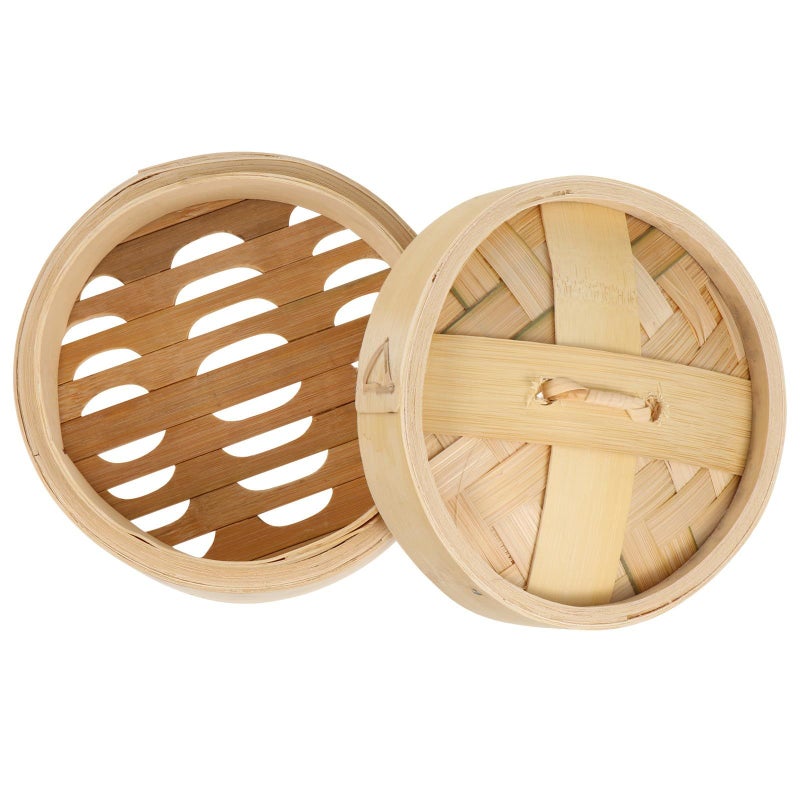 Natural Eco Friendly Steamer Basket Set 14.5cm With Lid For Dumplings Vegetables - Image 2