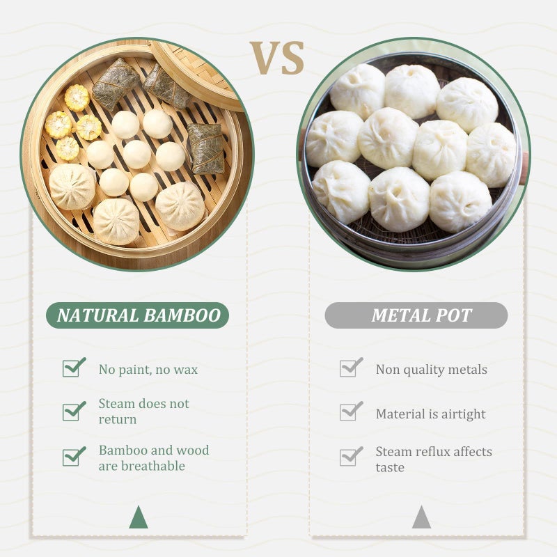 Natural Eco Friendly Steamer Basket Set 14.5cm With Lid For Dumplings Vegetables - Image 4