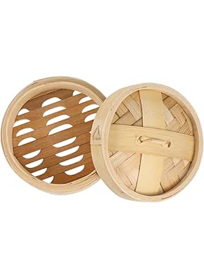 Natural Eco Friendly Steamer Basket Set 14.5cm With Lid For Dumplings Vegetables - Image 1