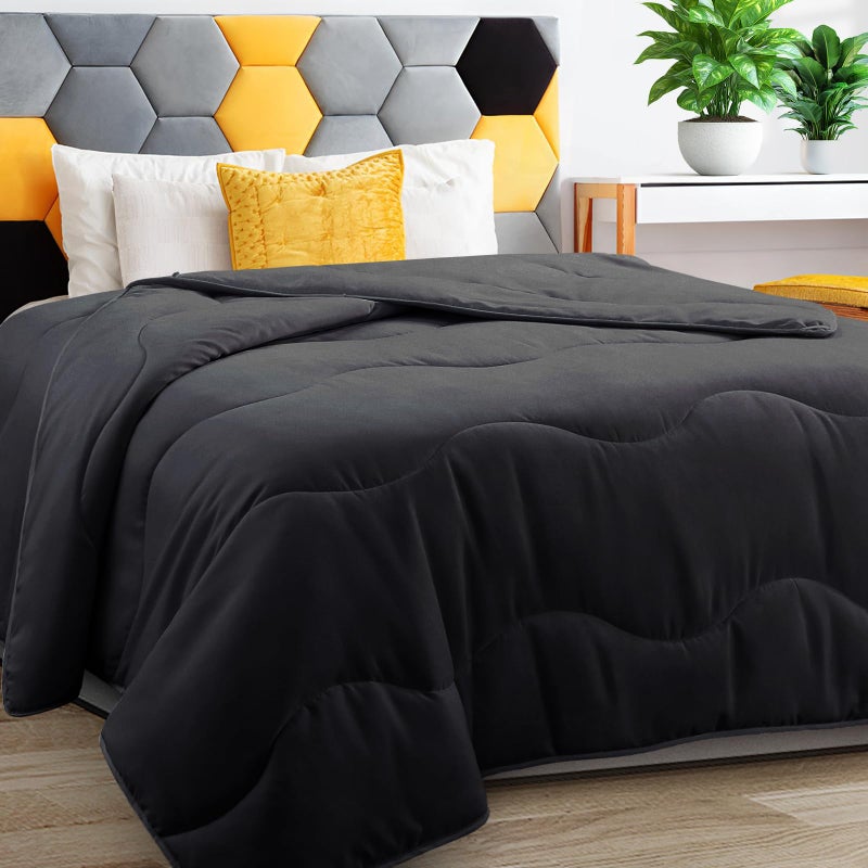 MEELUS Lightweight Comforter Cooling Duvet Insert Grey  All Season Breathable Queen Size Duvet  Soft Microfiber Summer Cool Down Alternative Winter Quilt with Corner Tabs  88x88 inch - Image 3