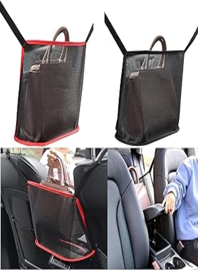 LotCow 2 Pcs Car Net Pocket Handbag Holder Organizer,Seat Back Organizer Bag,Hanging Car Seat Storage Bag,Durable Foldable Travel Storage,Replaceable Car Seat Back Bag,Barrier of Backseat Pet Kids
