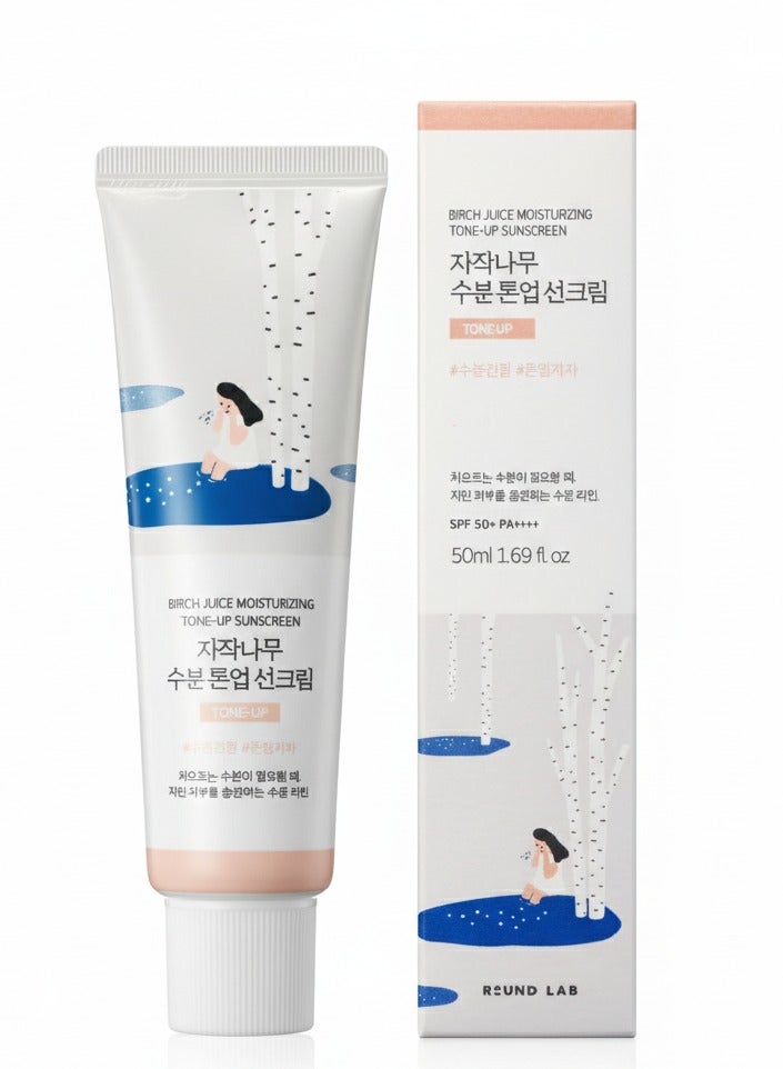 ROUND LAB Birch Juice Moisturizing Tone-Up Sunscreen SPF 50+ PA++++ – Hydrating & Brightening Sun Protection 50ml - Image 1