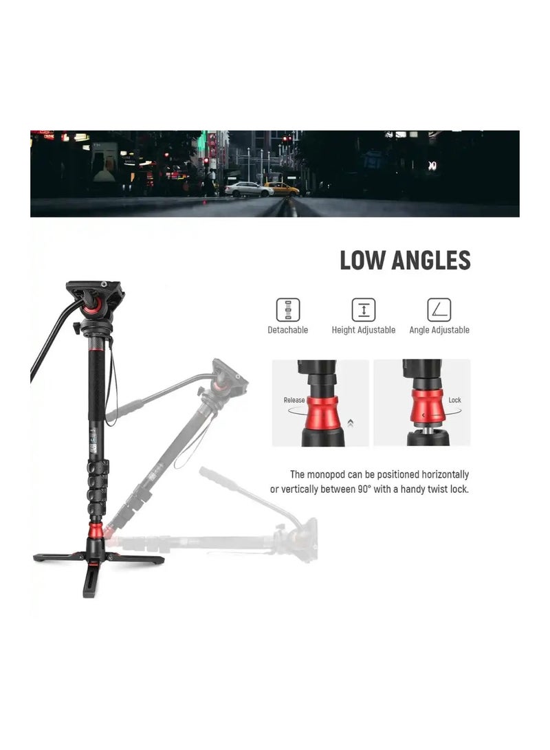 NEEWER Aluminum Alloy Monopod with Fluid Head | Professional Video Shooting & Photography Support | Lightweight, Extendable, Portable - Image 5