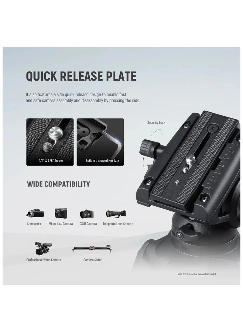 NEEWER Aluminum Alloy Monopod with Fluid Head | Professional Video Shooting & Photography Support | Lightweight, Extendable, Portable - Image 3