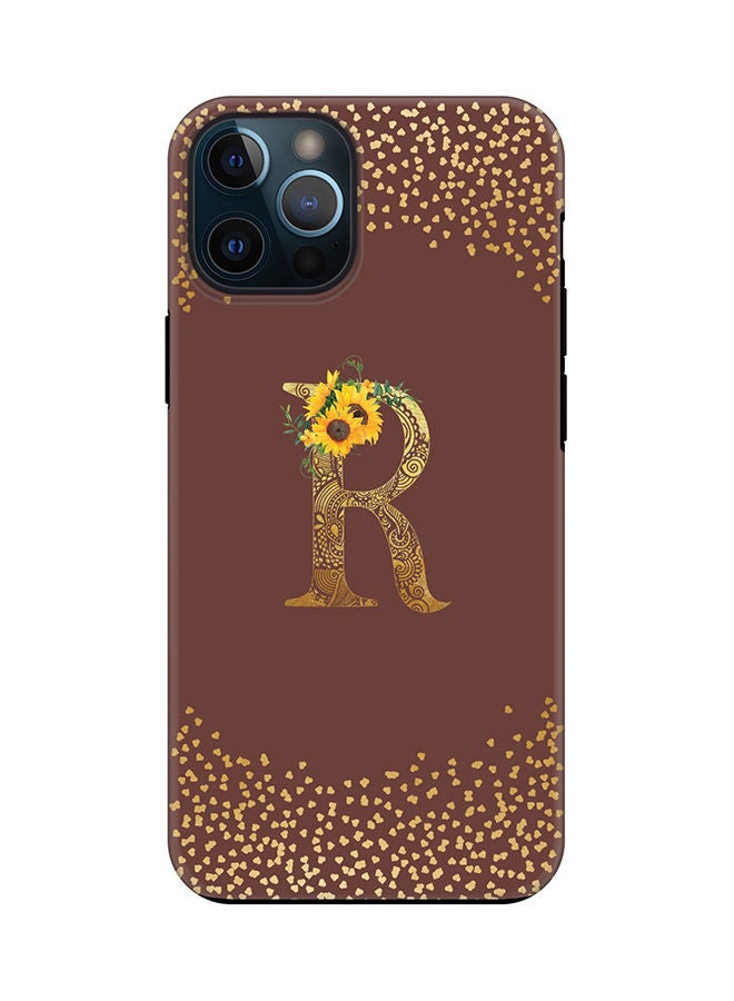 Stylizedd Monogram Tough Series for Apple iPhone 12 Pro Custom Initials Floral Mandala Pattern Tough Pro Dual Layer hybrid PC inner TPU protection Alphabet- R (Brown) - Image 1