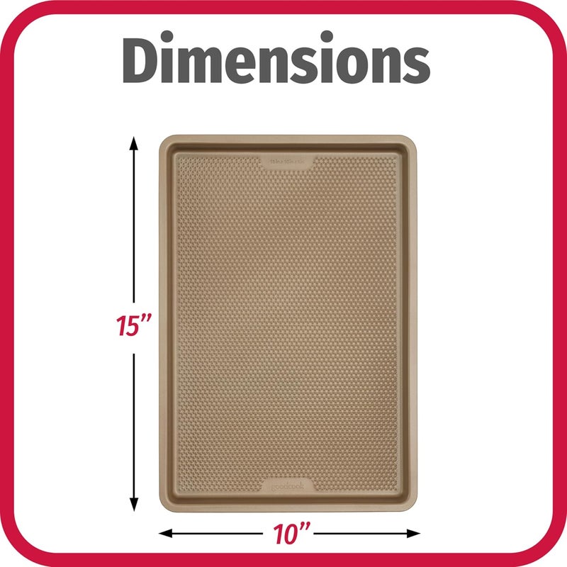 صينية الكوكيز المتوسطة من الفولاذ الكربوني غير اللاصق والمزخرفة من GoodCook BestBake، مقاس 10 × 15 بوصة، لون برونزي - Image 5