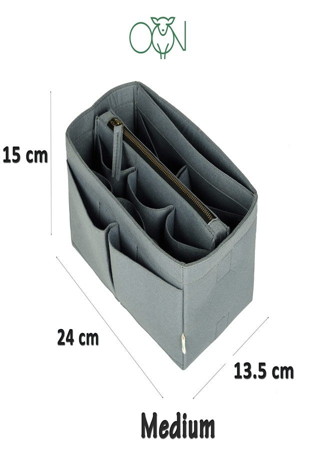 OON Bag Organizer Insert Felt Purse Insert Organizer| Designer Bag Organizer| Designer Bag Insert | Cosmetic Protector Bag (Medium, Grey) - Image 5