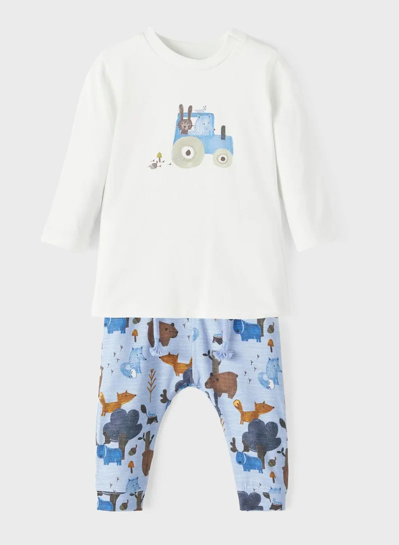 NAME IT Infant Animals Print T-Shirt & Sweatpants Set