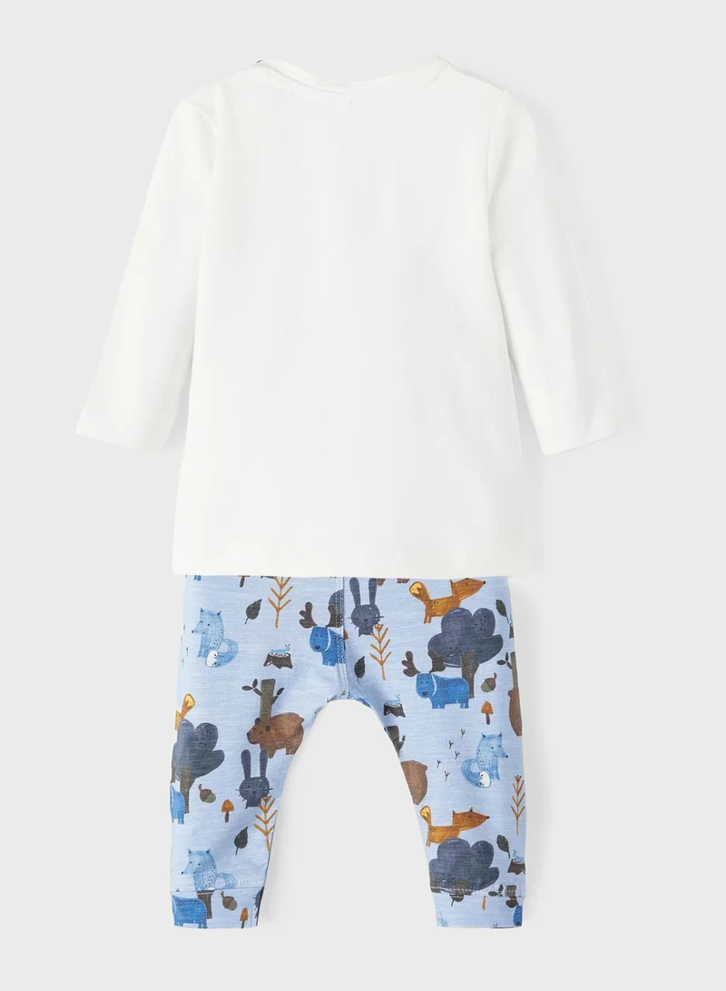 NAME IT Infant Animals Print T-Shirt & Sweatpants Set