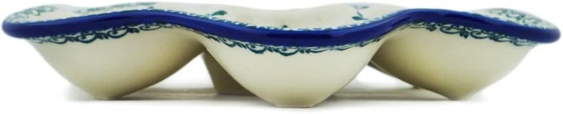 Polmedia Polish Pottery طبق بيض بورتلندي 8 بوصة مصنوع من سيراميكا أرتيستشينا بتصميم البانسي الأحمر مع شهادة الأصالة - Image 3