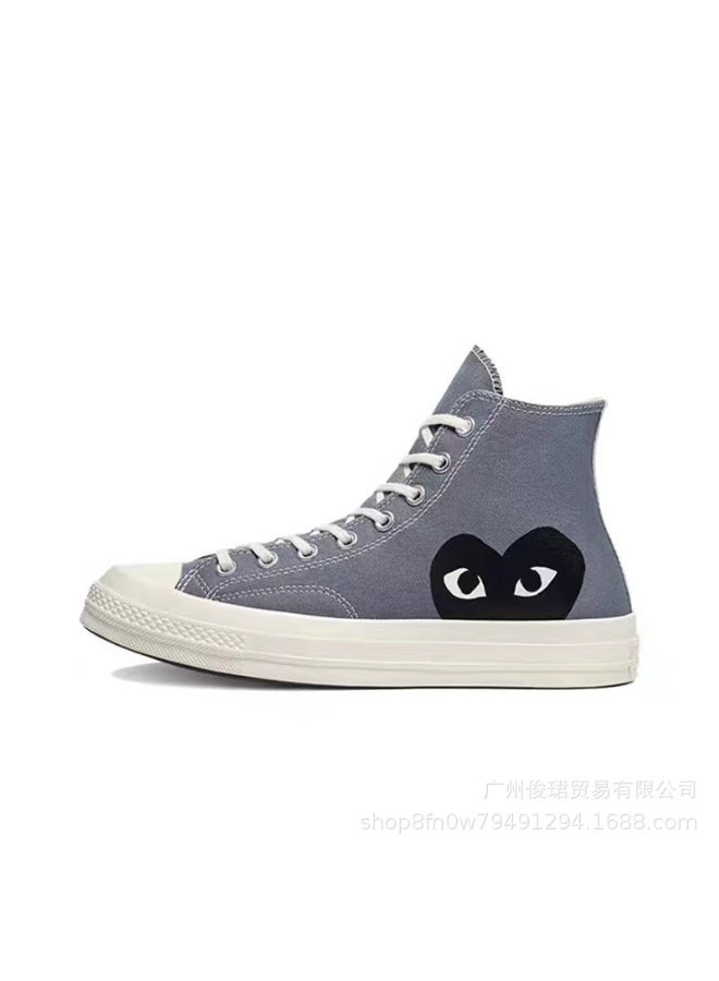KUYING New Big Eyes High Top Canvas Shoes Love Casual Board Shoes