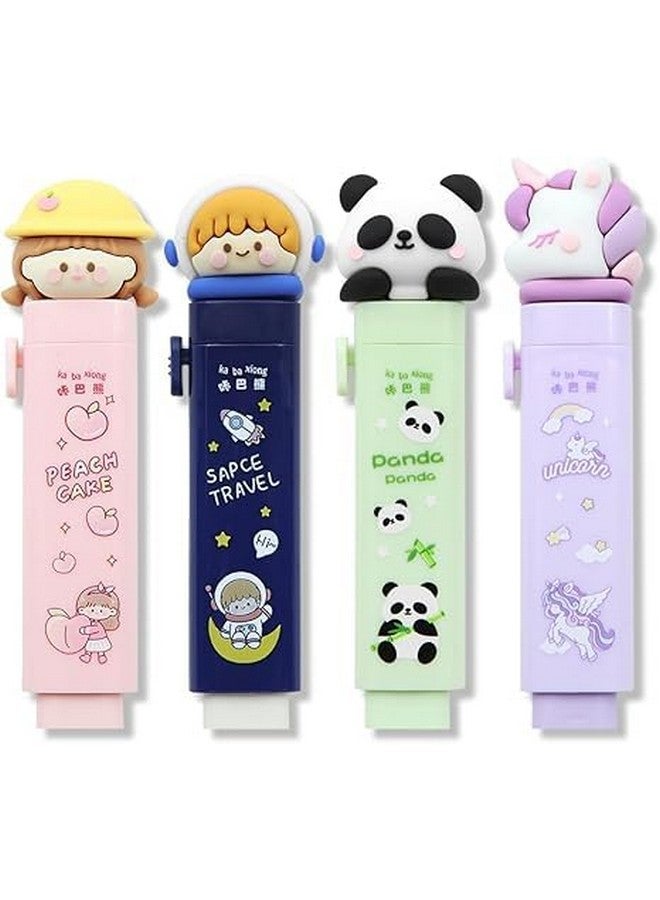 SAMVARDHAN Fancy Kawaii Cutter Style Erasers with Clutch Mechanism for Kids (Unicorn,Panda,Space & Peach Cake (Pack of 4)) - Image 1