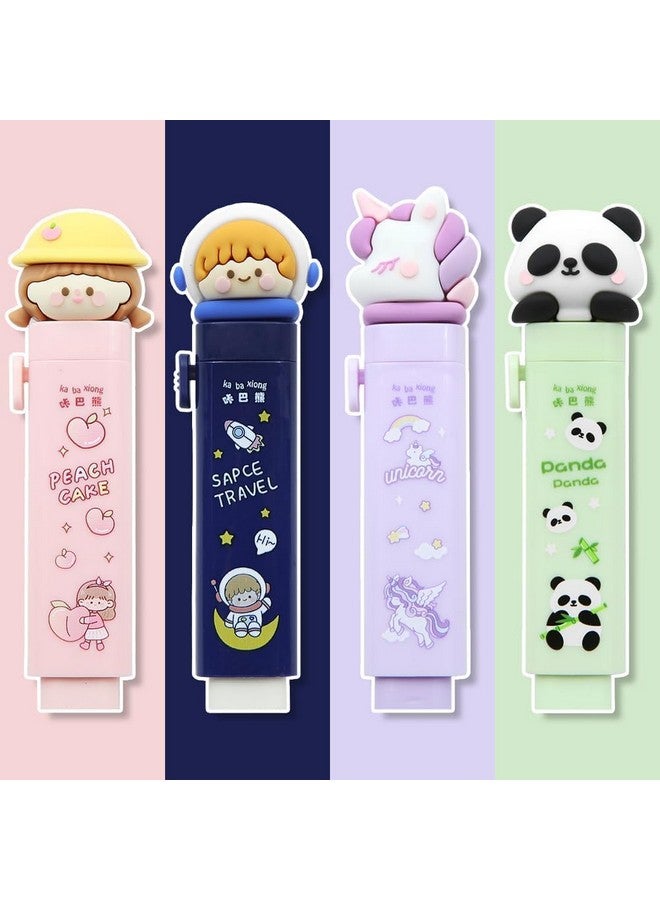 SAMVARDHAN Fancy Kawaii Cutter Style Erasers with Clutch Mechanism for Kids (Unicorn,Panda,Space & Peach Cake (Pack of 4)) - Image 3