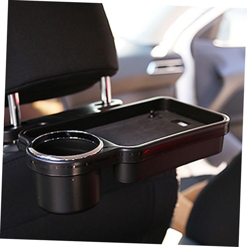 VOSAREA Car Back Seat Folding Tray Table with Drink Holder Black Capacity Storage Organizer for Food and Drinks Easy Install for Travel and Dining Vehicles - Image 3