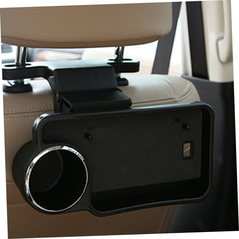 VOSAREA Car Back Seat Folding Tray Table with Drink Holder Black Capacity Storage Organizer for Food and Drinks Easy Install for Travel and Dining Vehicles - Image 5