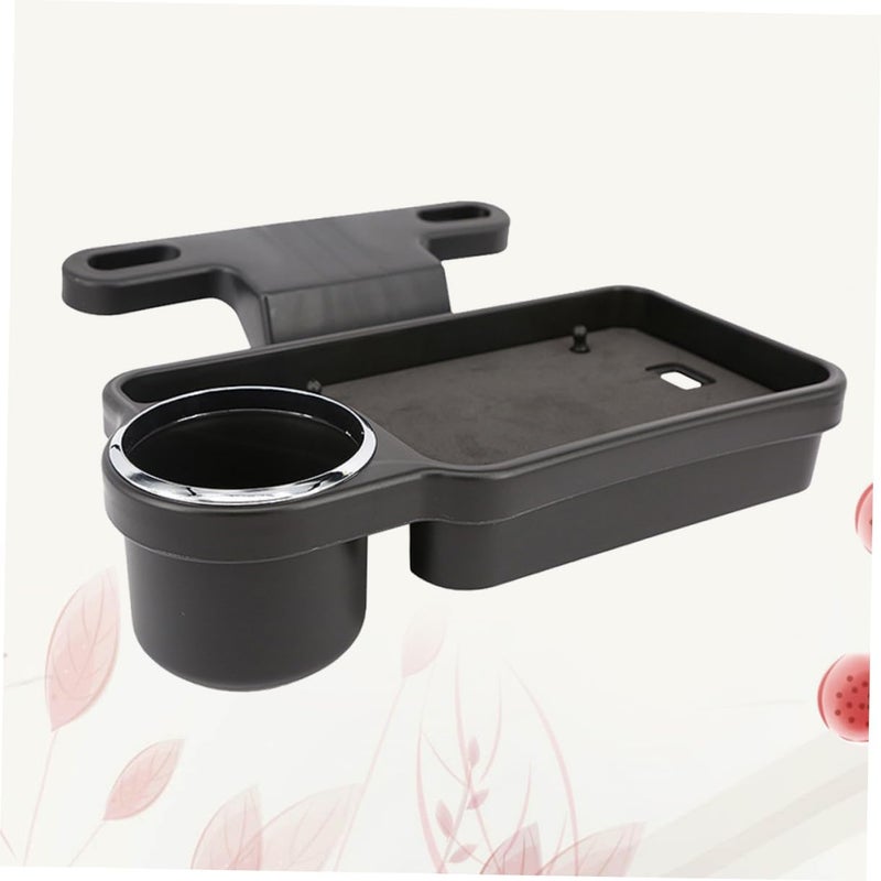 VOSAREA Car Back Seat Folding Tray Table with Drink Holder Black Capacity Storage Organizer for Food and Drinks Easy Install for Travel and Dining Vehicles - Image 4