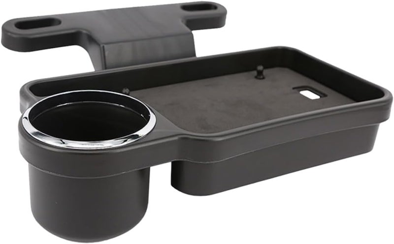 VOSAREA Car Back Seat Folding Tray Table with Drink Holder Black Capacity Storage Organizer for Food and Drinks Easy Install for Travel and Dining Vehicles - Image 1