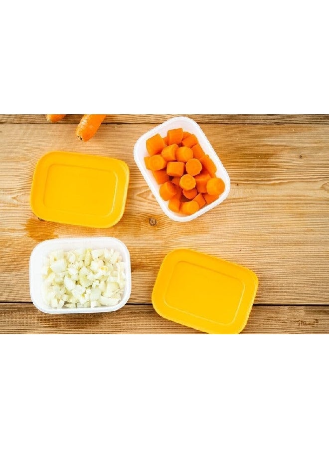 Tupperware 4-Piece Dishwasher Safe Polyethylene Stackable Freezer Mates Shallow Container Set Orange and Clear 450 ml 11164922 - Image 4
