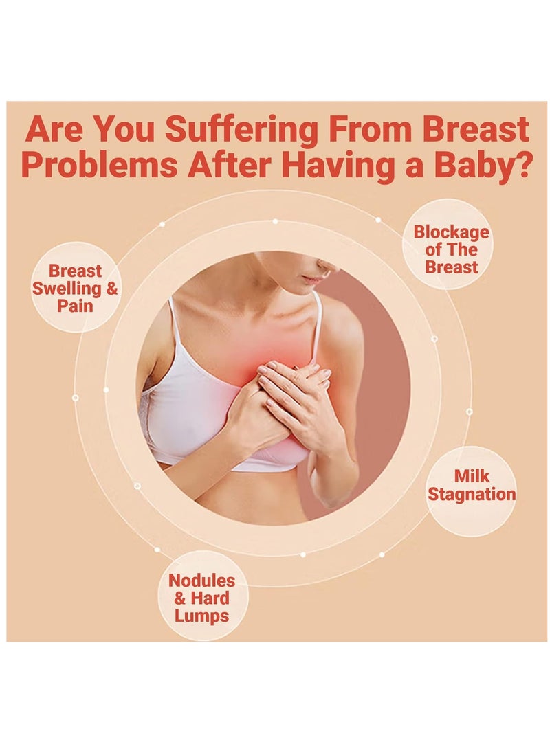 XiuWoo Ergonomic Soft Adjustable Portable IPX7 Waterproof Electric Lactation Massager, Silicone Breast Massager, Heating Vibration Breastfeeding Warming Massager for Clogged Ducts, Improve Milk Flow  - Image 2
