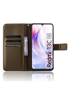 erorex Case For Xiaomi Redmi 13C 5G / 13R 5G Diamond Texture Leather Phone Case  - Image 4
