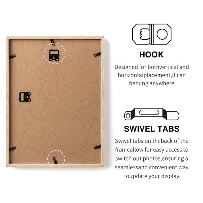 TONES FRAME DESIGN Solid Oak Wood 9x12 Natural Picture Frame Matted to 6x8 Photo Frame for Wall Home Decor - Image 3