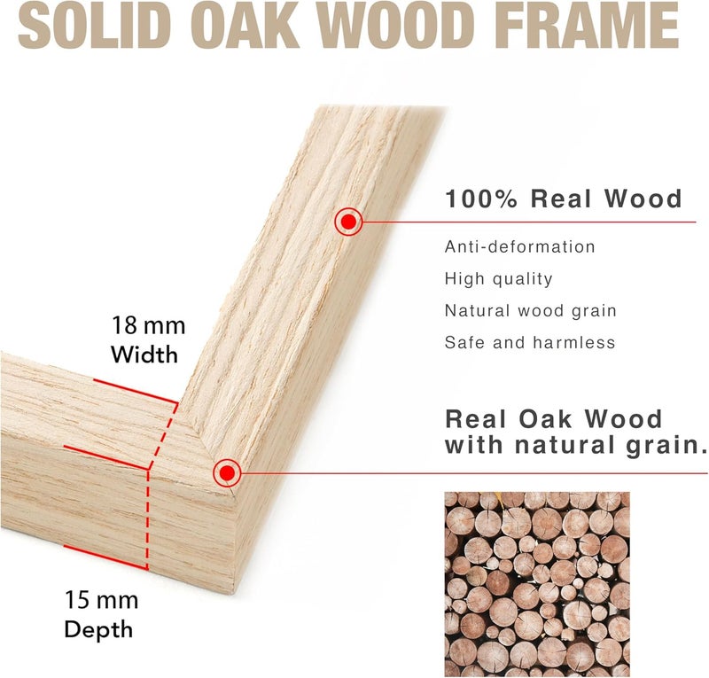 TONES FRAME DESIGN Solid Oak Wood 9x12 Natural Picture Frame Matted to 6x8 Photo Frame for Wall Home Decor - Image 5