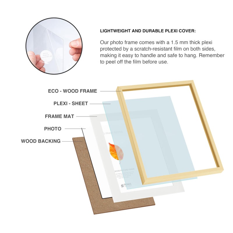 TONES FRAME DESIGN Solid Oak Wood 9x12 Natural Picture Frame Matted to 6x8 Photo Frame for Wall Home Decor - Image 4