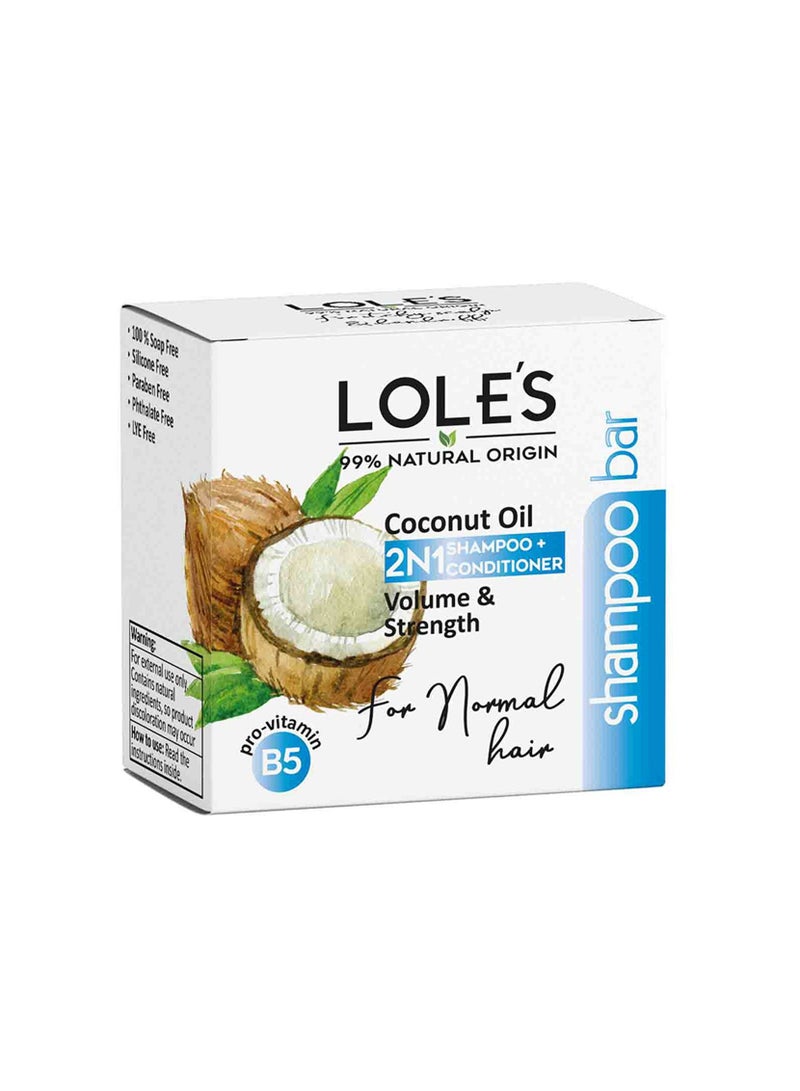 LOLE'S Shampoo Bar and Conditioner 2in1 with Coconut Oil for Volume & Strength, Moisturizes & Cleans Scalp, Travel Shampoo, Silicone Free, 100g - Image 2