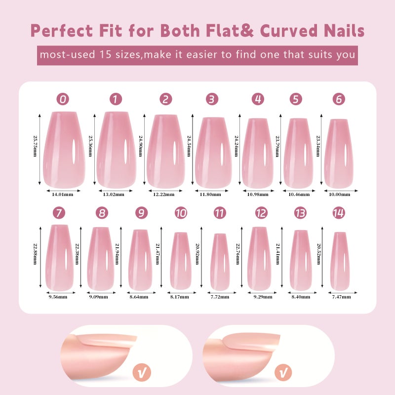 5 Colors Soft Gel Nail Tips Pre-applied Base Coat & Tip Primer Pre-made Fake Nails 15 Sizes False Nail Tips for Nail Art DIY - Image 4