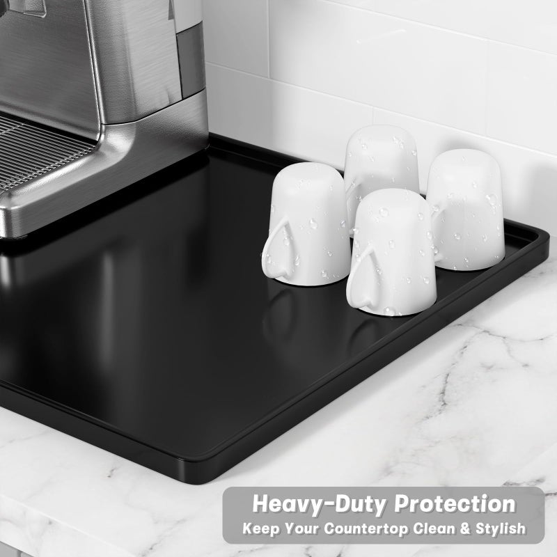 Rnivvi Silicone Coffee Mat, 12" x 19" Waterproof Raised Edge Coffee Bar Mats for Espresso Machine Station Accessories, Heat Resistant Dish Drying Pad for Kitchen Counter, Rubber Bar Decor Pad, Black - Image 4