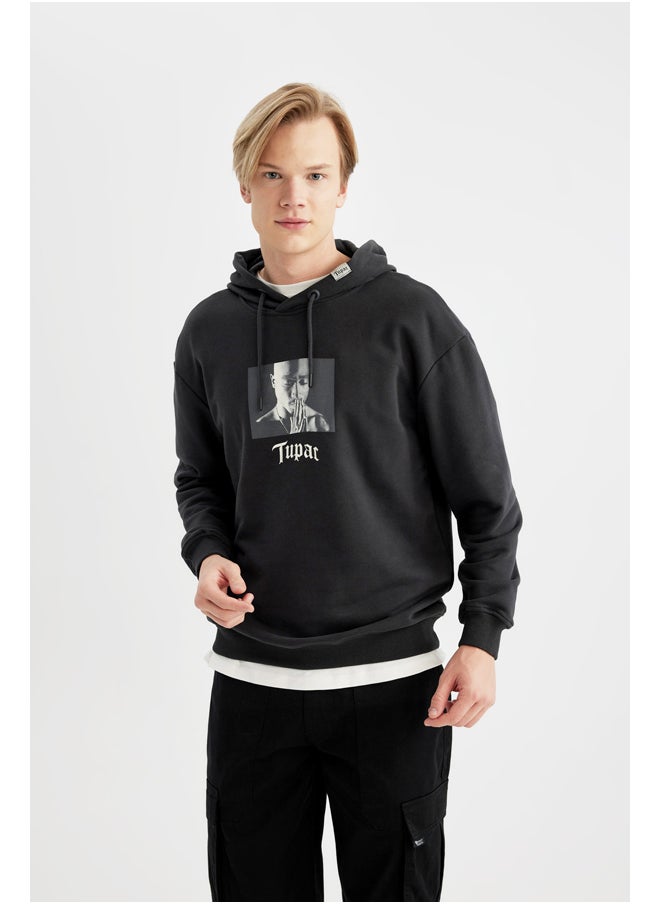DeFacto - Man Boxy Fit Hooded Long Sleeve Knitted Sweat Shirt - Image 1