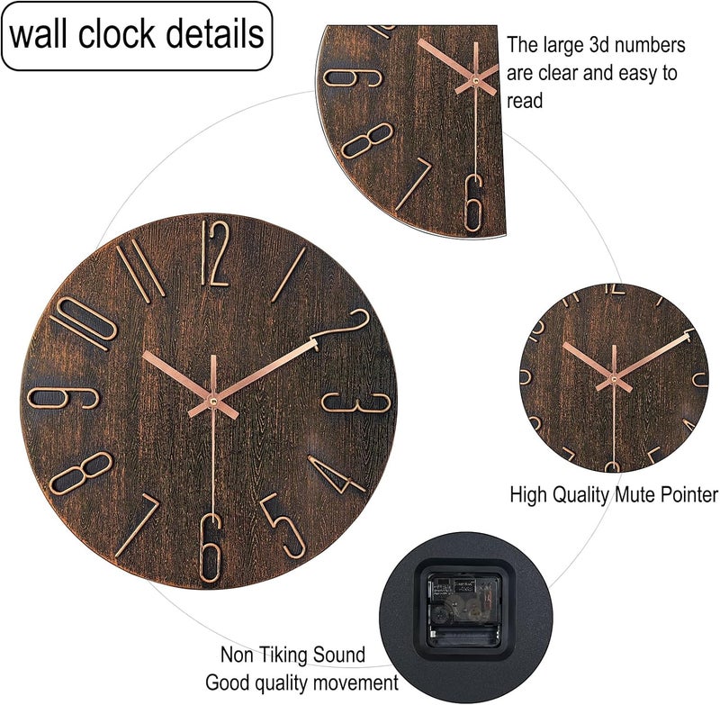AIRUIFU 12 Inch Silent Wall Clock - Image 3