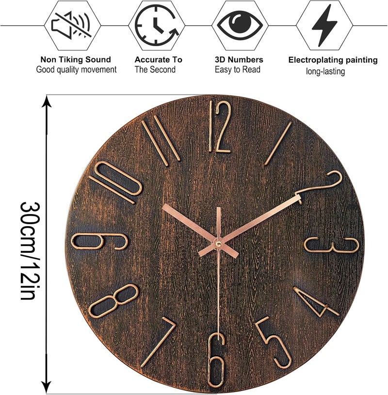 AIRUIFU 12 Inch Silent Wall Clock - Image 2