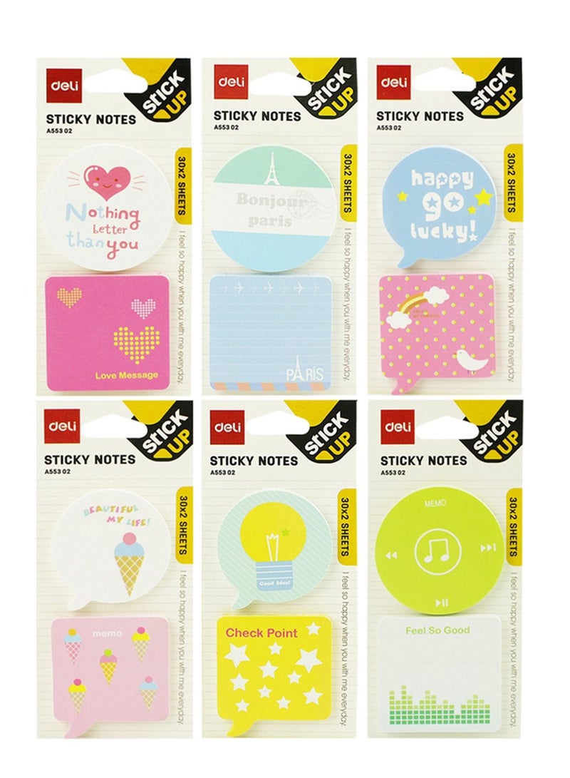 Deli 6-Pack Fancy Sticky Notes Multicolour - Image 1