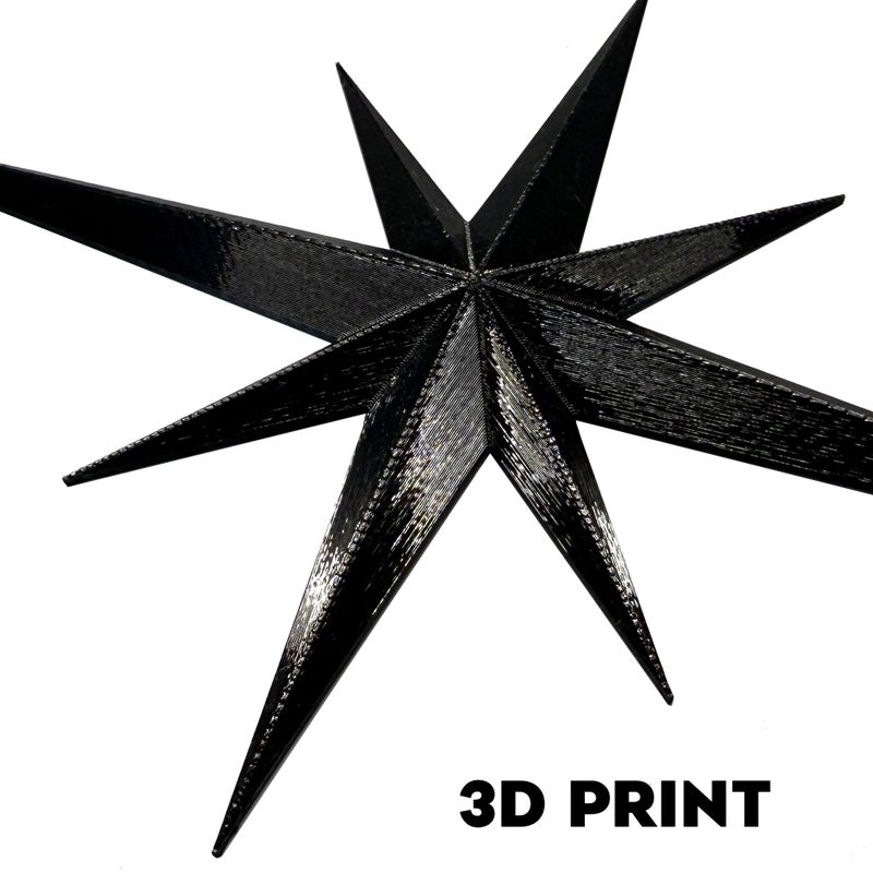 Stylor Mid Century Modern Decor, Mcm Retro 3D Star Art Wall Sculpture, Plastic Starburst Decor, Vintage Celestial Whimsigoth Home Decor Accent. (Set of 6, Black) - Image 3