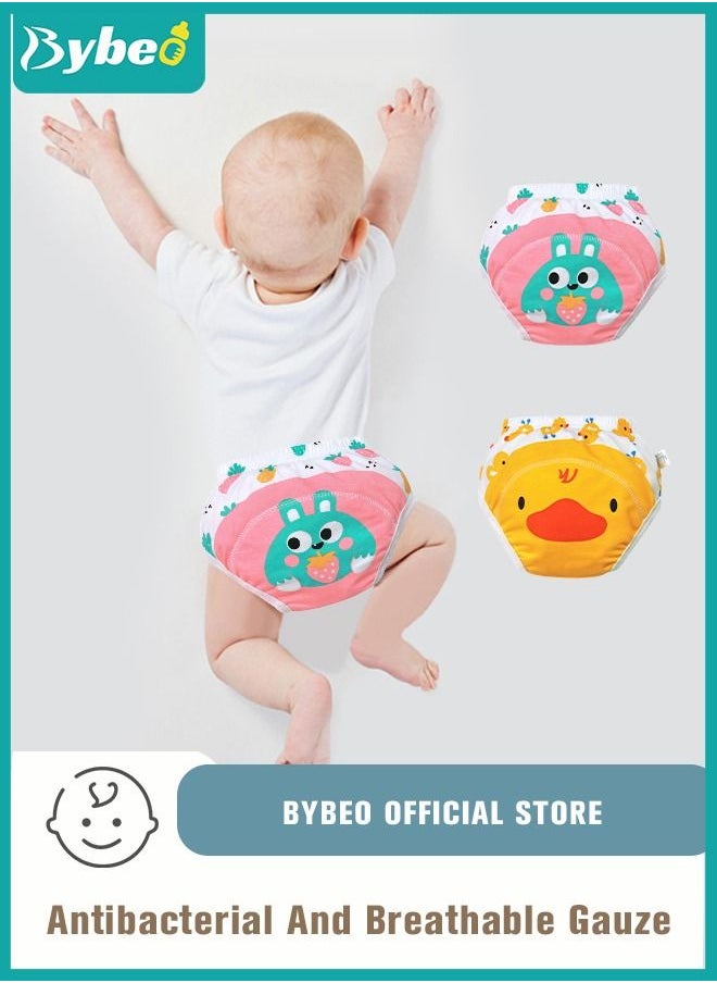 Bybeo - 2 Piece Potty Training Underwear, 6 Layers Breathable Cotton Absorbent Trainer Pants for Toddler Baby Boys Girls Waterproof - Image 1
