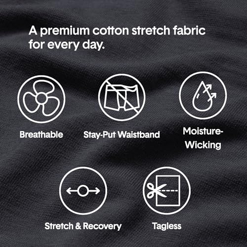 Tommy John Men's Essential Cool Cotton Stretch Boxer Brief Underwear - 6" 3-Pack, Breathable, Moisture-Wicking, Support Pouch (Black/Turbulence/Dress Blues, Medium) - Image 4