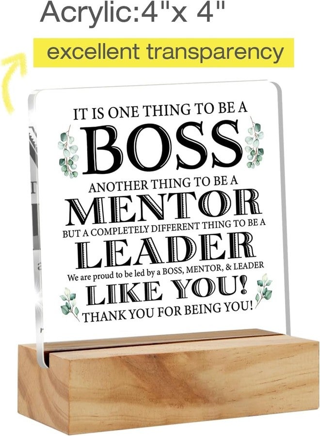 Bs amor Appreciation Boss Gifts for Men Women, Awesome Boss Desk Decor Acrylic Desk Plaque Sign with Wood Stand Home Office Desk Sign 5x4 Inches - Image 4