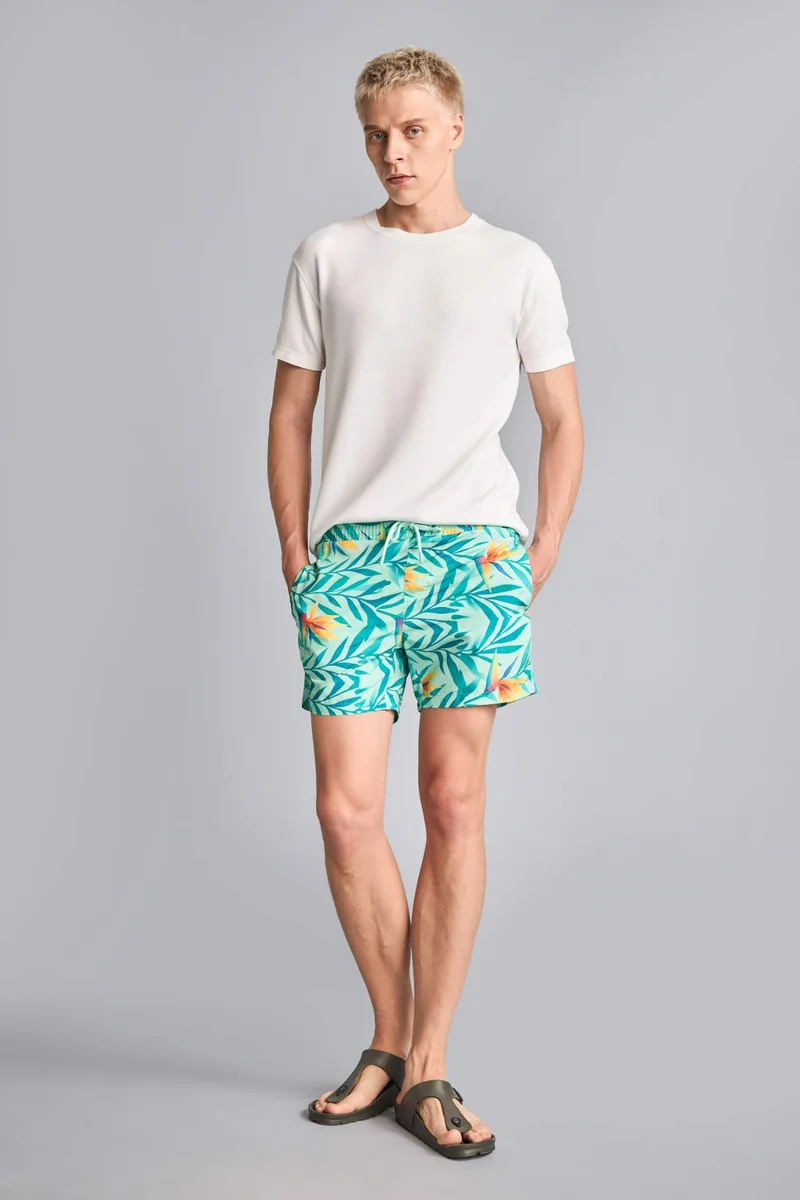 Printed Mint Green Swim Shorts